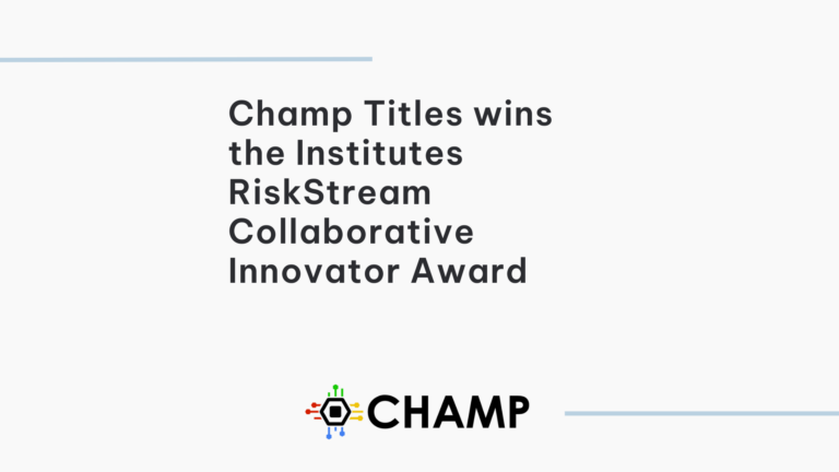 Champ Titles wins the Institutes RiskStream Collaborative Innovator Award