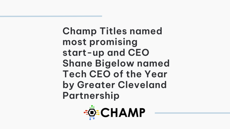 Champ Titles was named the most promising start-up and CEO, Shane Bigelow,was name Tech CEO of the Year by the Greater Cleveland Partnership